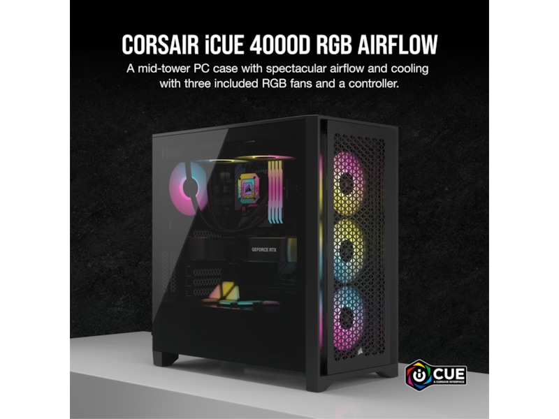 Corsair iCUE 4000D RGB Airflow Mid-Tower (svart) -B-Grade Demo övrigt