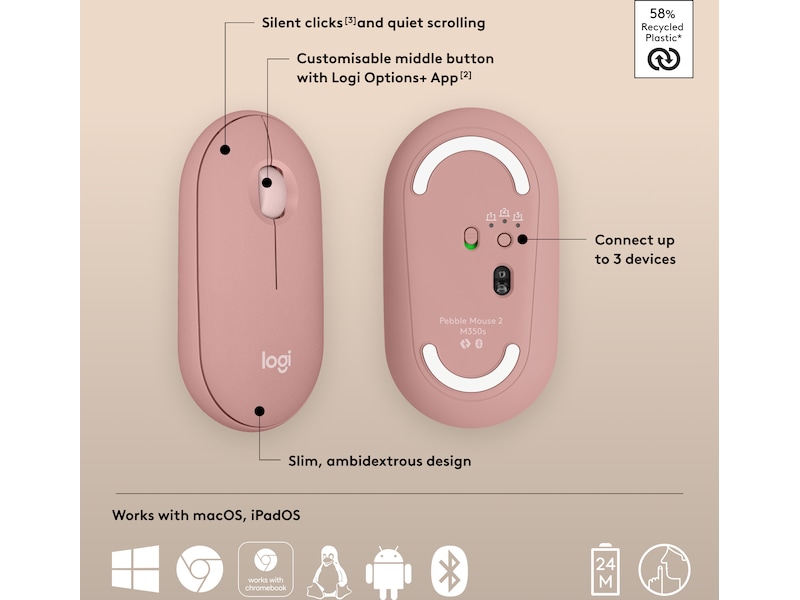 Pebble Mouse 2 M350s (rose) Mus