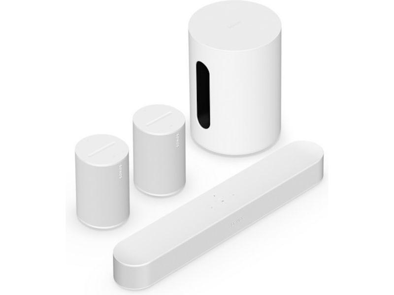 Sonos Beam (Gen2) Soundbar (vit) + 2x Era 100 och 1x Sub Mini Soundbars