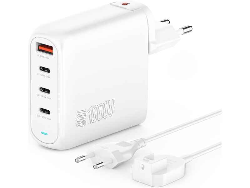 4smarts GaN Flex Pro 100W Väggladdare (vit) Mobilladdare