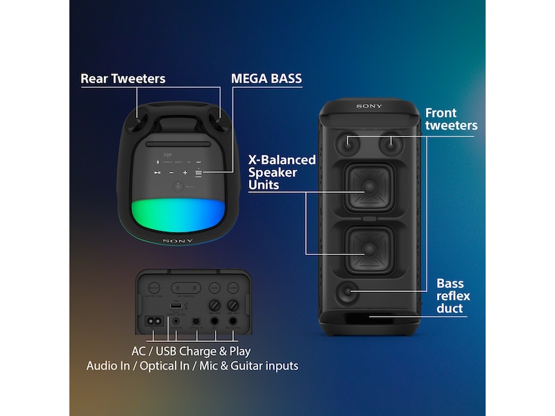 Sony SRS-XV800 trådlös bärbar högtalare (svart) Trådlös / Bluetooth högtalare