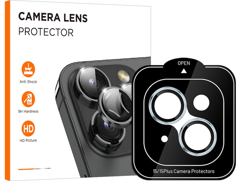 iiglo iPhone 15 / 15 Plus Linsskydd blå ram (blå) Skärmskydd