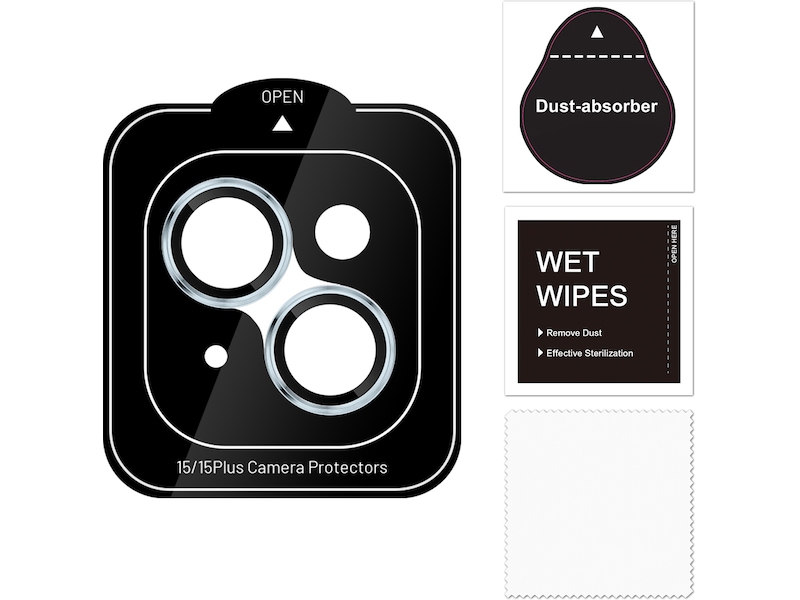 iiglo iPhone 15 / 15 Plus Linsskydd blå ram (blå) Skärmskydd