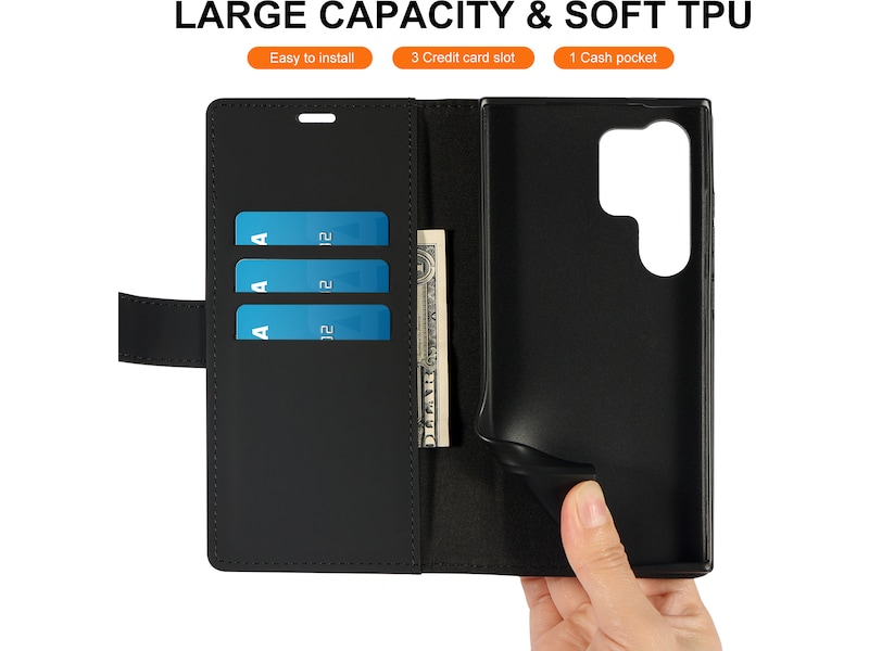 iiglo Galaxy S24 Ultra Plånboksfodral (svart) Skydd