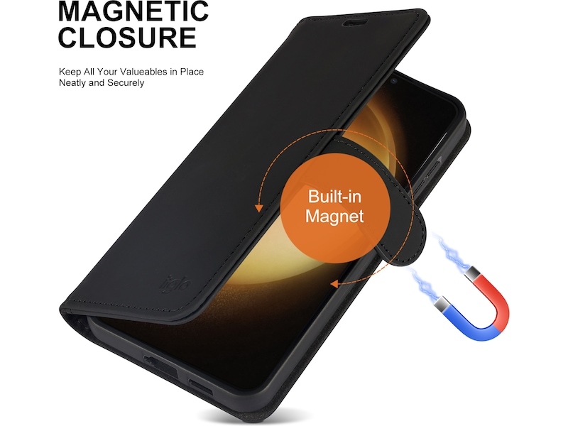 iiglo Galaxy S24+ Plånboksfodral (svart) Skydd