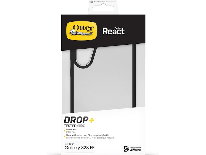 OtterBox Galaxy S23 FE Black ReactSkal - ProPack (clear/svart) Skydd