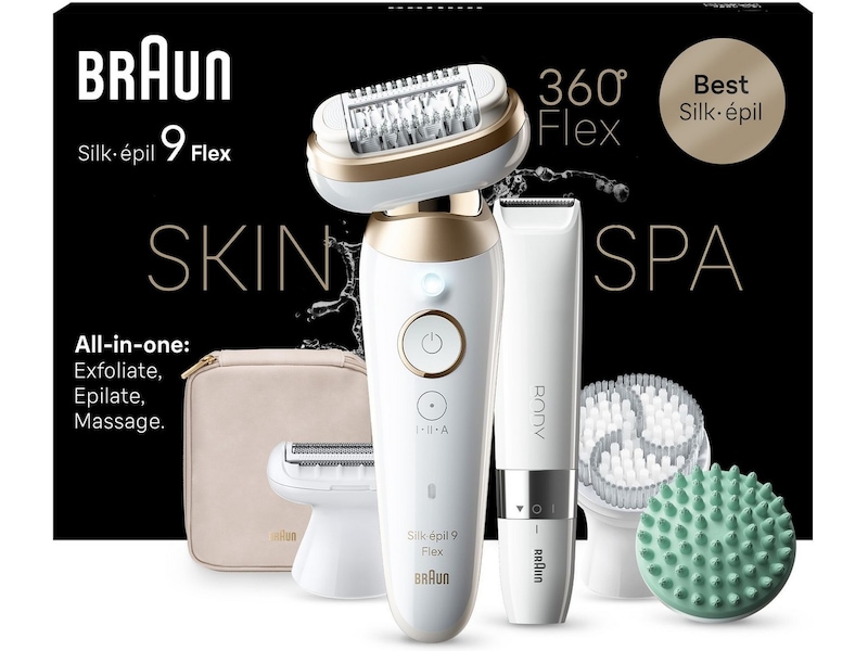 Braun Silk-épil 9 Flex 3S SkinSpa Epilator SES9-481 (vit/guld) Epilator & IPL-hårborttagning