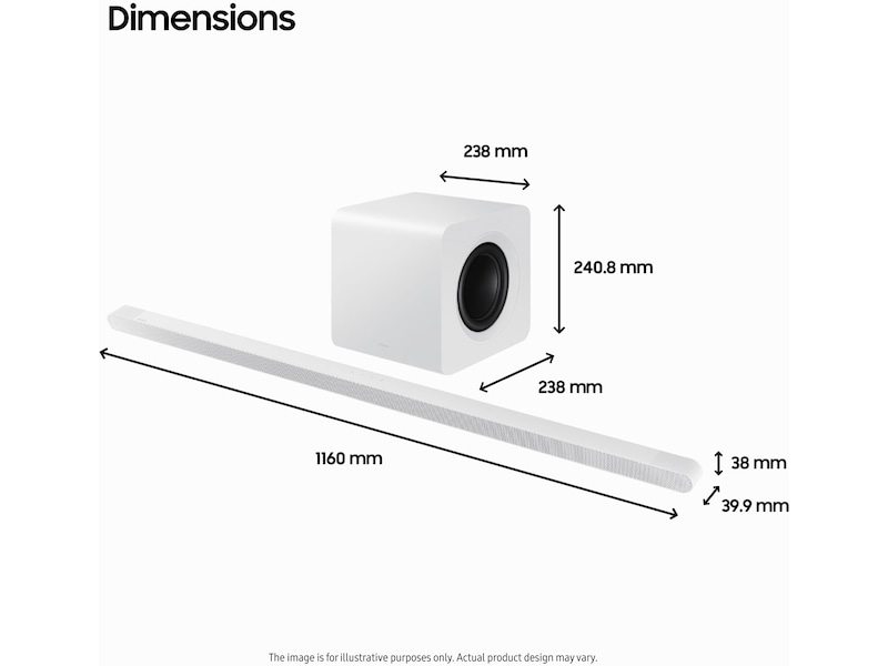 Samsung HW-S811D soundbar med subwoofer (vit) Soundbars