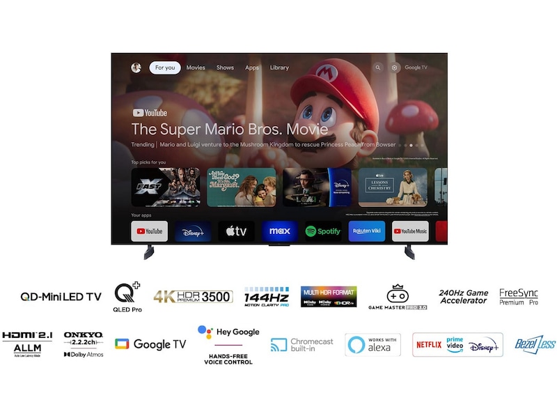TCL 98" 98C855 QLED Pro 4K Google TV 144Hz Över 80 tums TV