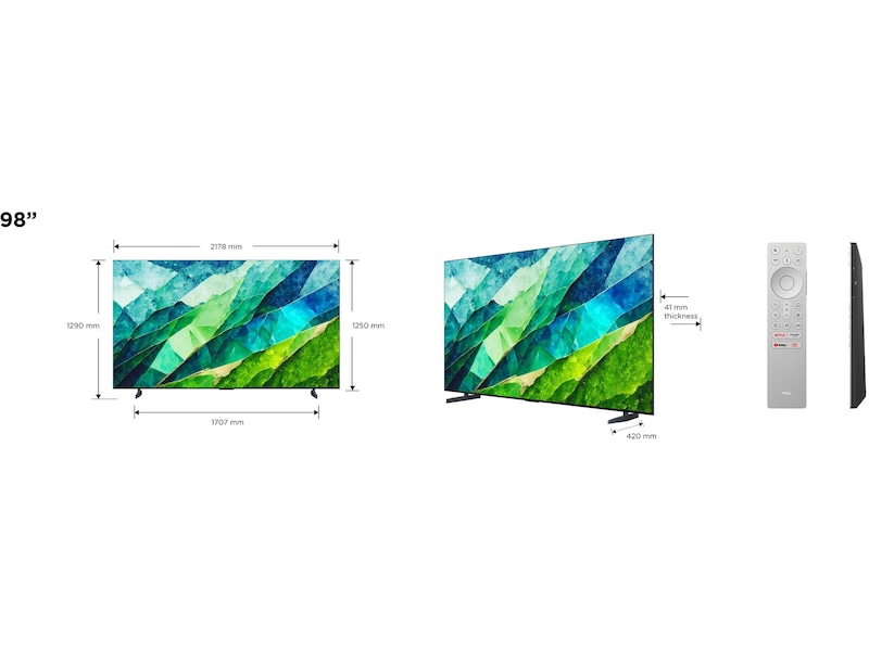 TCL 98" 98C855 QLED Pro 4K Google TV 144Hz Över 80 tums TV
