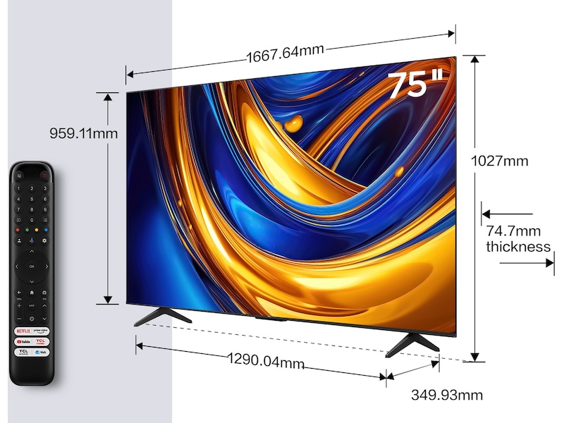 TCL 75" 75V6B 4K HDR Google TV 70 - 79 tums TV