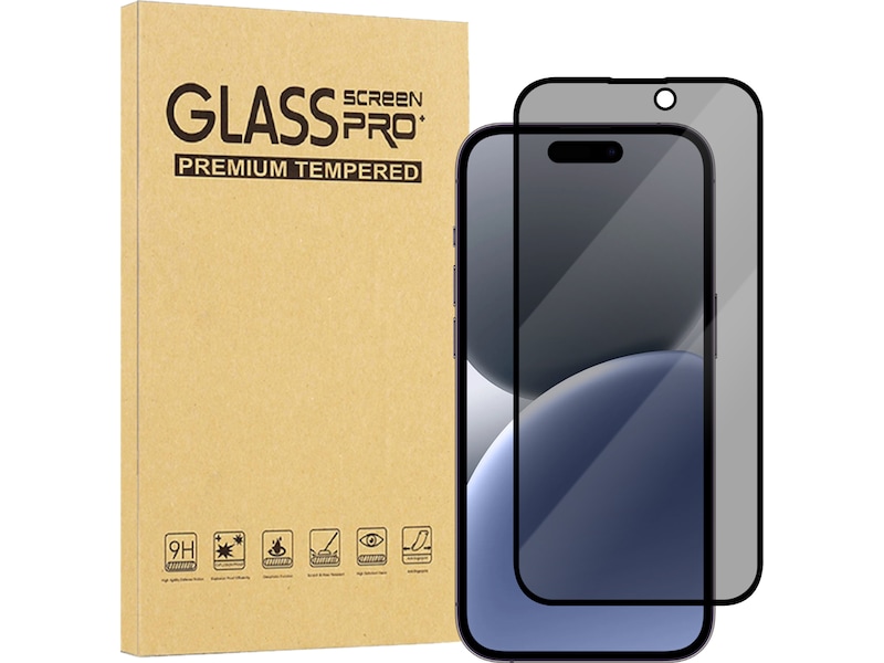 iiglo iPhone 16 Plus / 15 Plus 3D Privacy Glass skärmskydd Skärmskydd