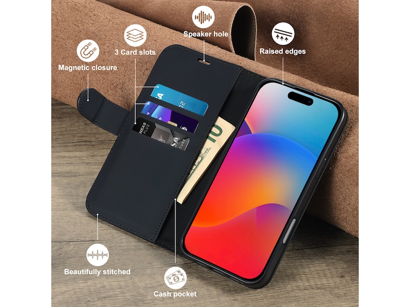 iiglo iPhone 16 Pro Max Plånboksfodral (svart) Skydd