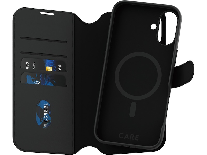 PanzerGlass CARE iPhone 16 Plus Tango 2-i-1 Plånboksfodral (svart) Skydd