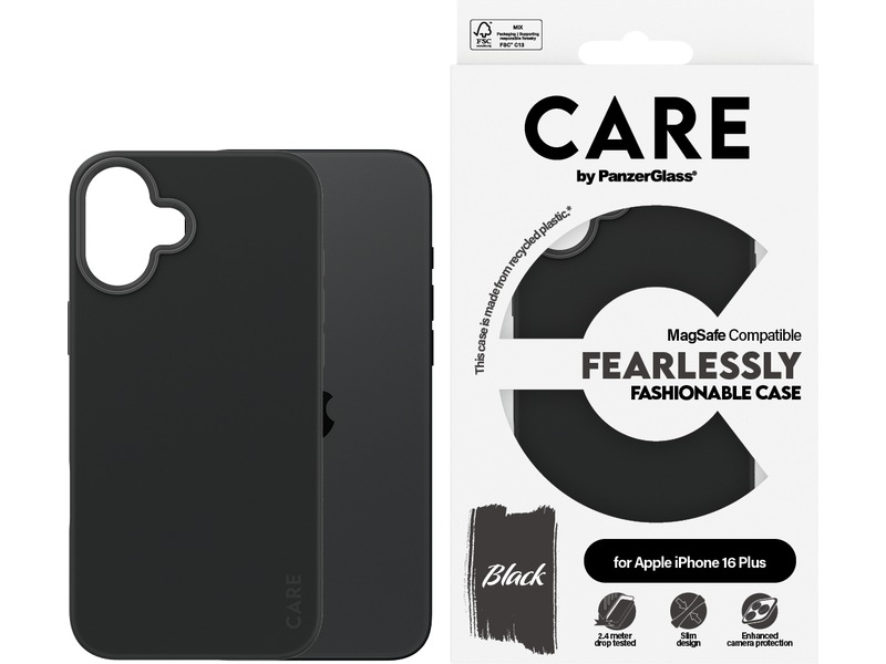 PanzerGlass CARE iPhone 16 Plus Fashion skal (svart) Skydd