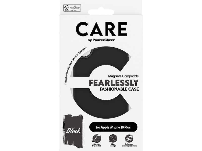 PanzerGlass CARE iPhone 16 Plus Fashion skal (svart) Skydd