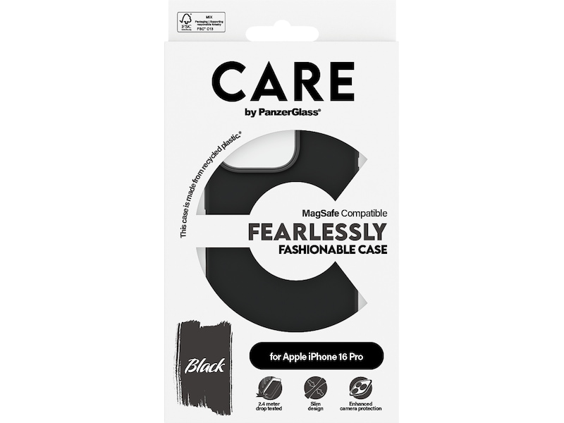PanzerGlass CARE iPhone 16 Pro Fashion skal (svart) Skydd