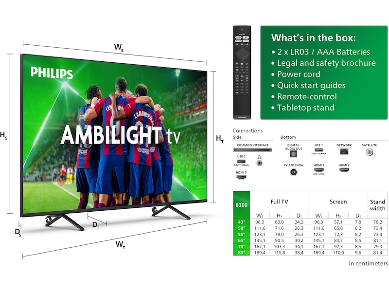 Philips 50" 4K UHD Smart TV Ambilight 50PUS8309 50 - 59 tums TV