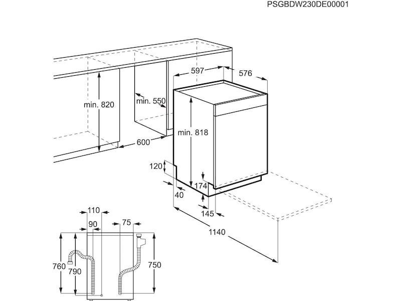 Electrolux ESA47300UX diskmaskin (stål) Underbyggd diskmaskin