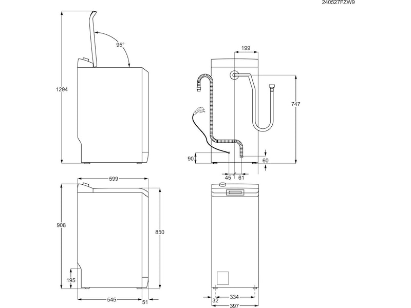 Electrolux EW6T5226C Toppmatad tvättmaskin (vit) Tvättmaskin