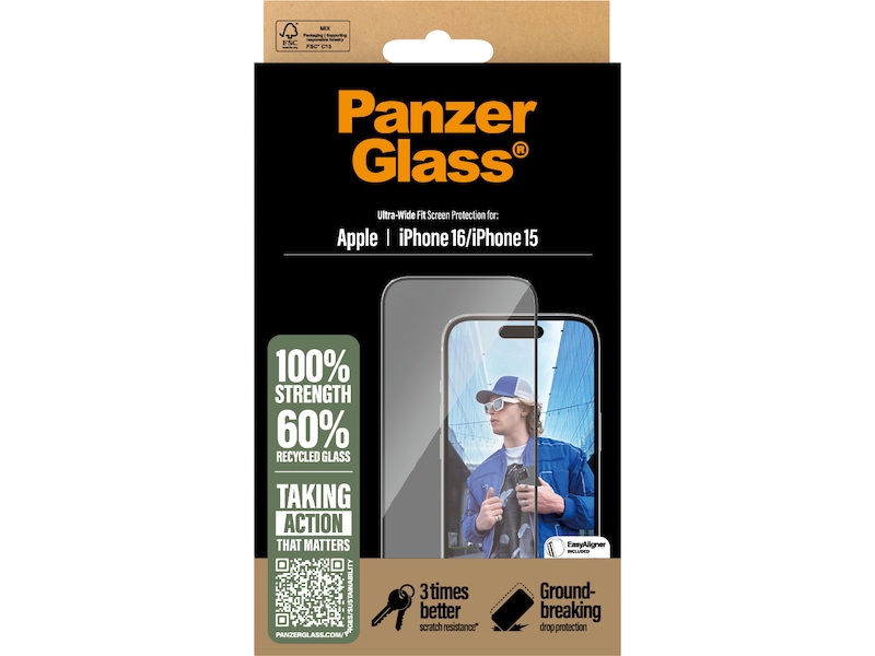 PanzerGlass iPhone 15 / 16 skärmskydd Skärmskydd