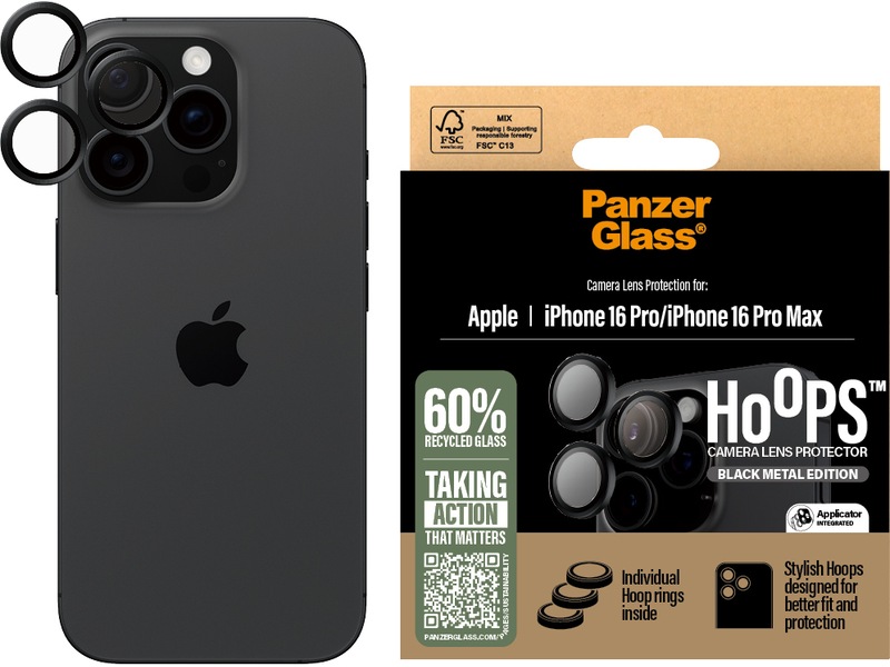 PanzerGlass iPhone 16 Pro / Pro Max Hoops Linsskydd Skärmskydd