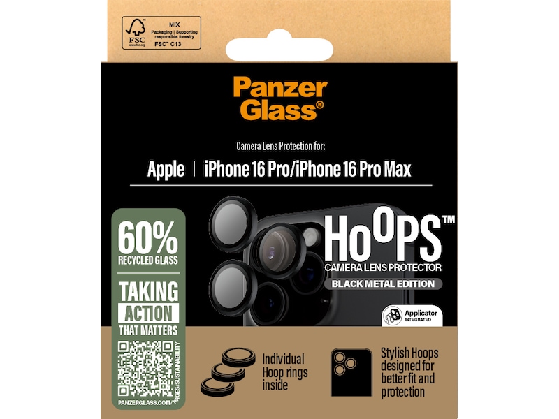 PanzerGlass iPhone 16 Pro / Pro Max Hoops Linsskydd Skärmskydd