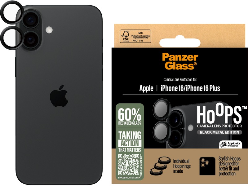 PanzerGlass iPhone 16 / 16 Plus Hoops Linsskydd Skärmskydd
