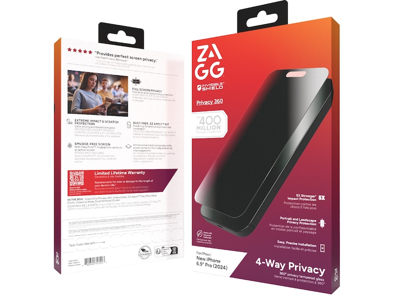 InvisibleShield Glass Elite iPhone 16 Pro Max Privacy 360 Skärmskydd Skärmskydd