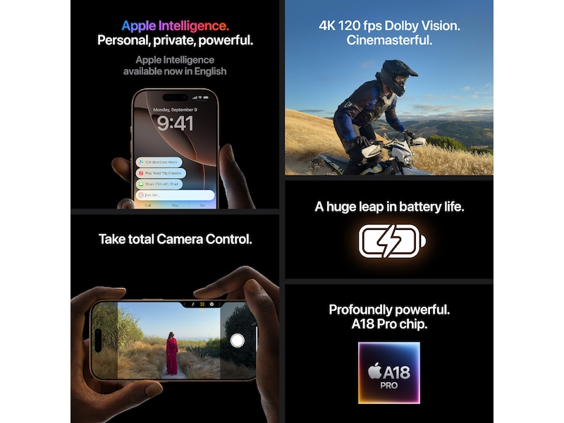 iPhone 16 Pro 128GB (svart titan) Mobiltelefoner