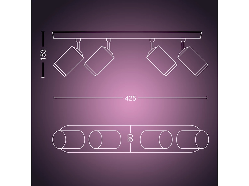 Philips Hue Fugato med 4 spotlights (svart) Taklampa