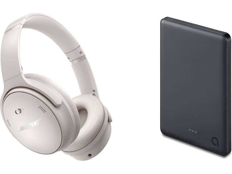 Bose QuietComfort trådlösa hörlurar, Over-Ear (vit) + powerbank Hörlurar