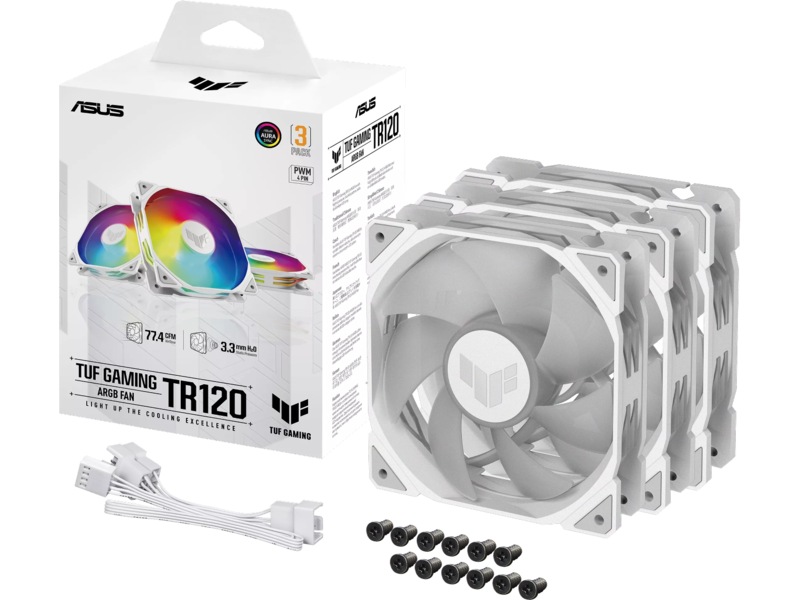 Asus TUF Gaming TR120 ARGB Fläkt 3pk (vit) Fläkt