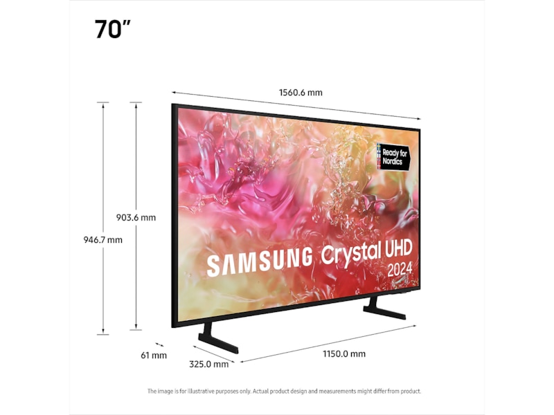 Samsung 70" DU7105 Crystal UHD 4K Smart TV 70 - 79 tums TV