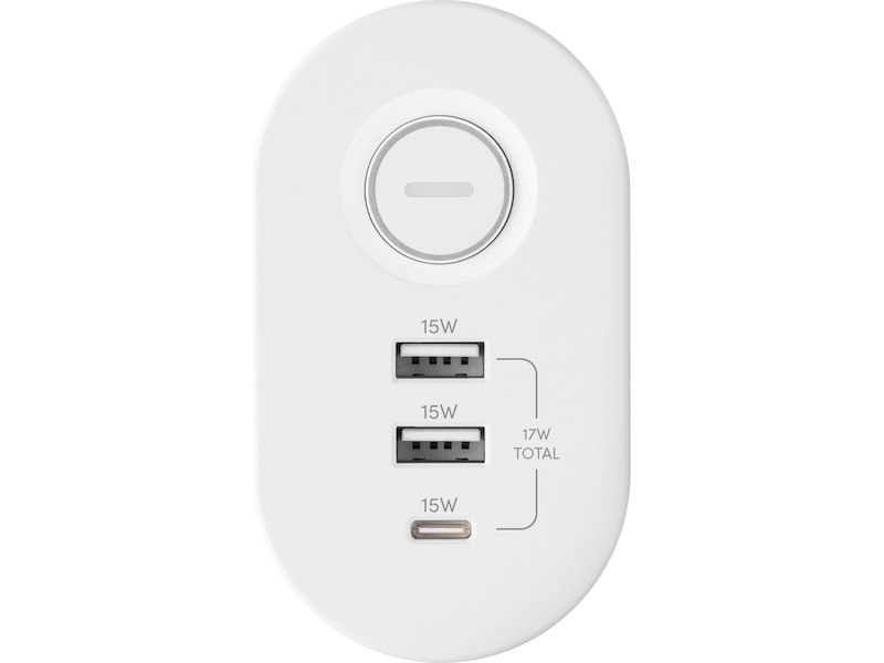 Andersson 6-i-1 grenuttag 3x uttag och USB med skrivbordsfäste (vit) Förlängningskabel & förgrening