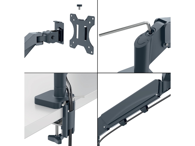 Leitz Ergo Monitorarm Dubbel, platsbesparande, 17"-32" skärmar Bord- & väggfäste