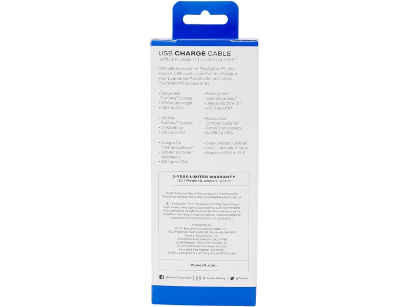 PowerA USB-C kabel för PS5 (svart/vit) USB-kablar