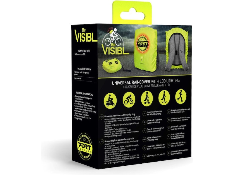 Port Design Be Visibl Universal LED Raincover 14/15 Ryggsäck, väska och fodral