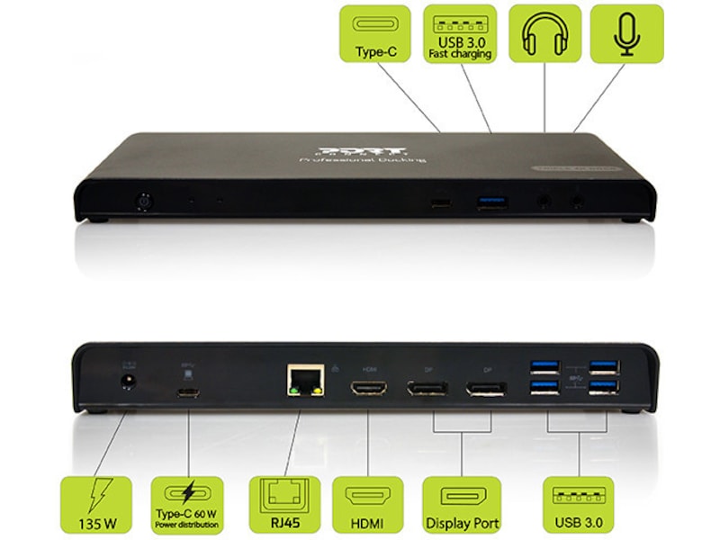 Port Design Docking Station Type C Office 3x4K 85W Dockningsstation och USB-hub