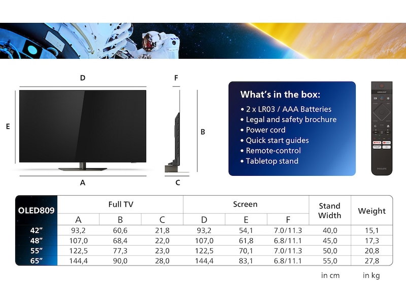 Philips 42" 4K UHD OLED Smart TV Ambilight 42OLED809 20 - 49 tums TV