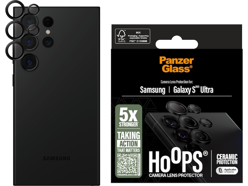 PanzerGlass Galaxy S25 Ultra Hoops Ceramic Linsskydd (svart) Skärmskydd