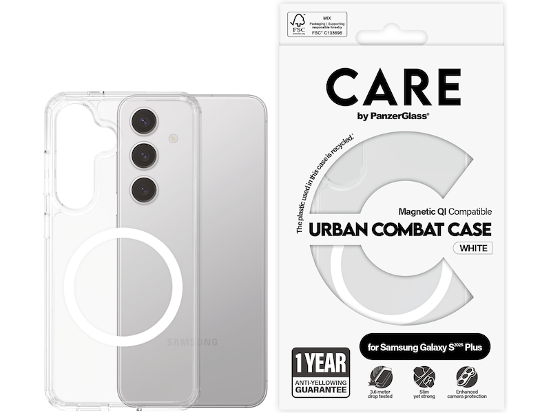 PanzerGlass CARE Galaxy S25+ Urban Combat Qi skal (vit) Skydd
