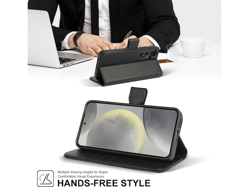 iiglo Galaxy S24 2-i-1 Plånboksfodral (svart) Skydd