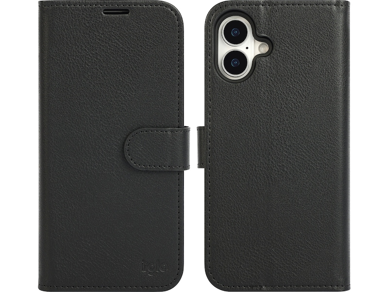 iiglo iPhone 16 Plus 2-i-1 Plånboksfodral (svart) Skydd