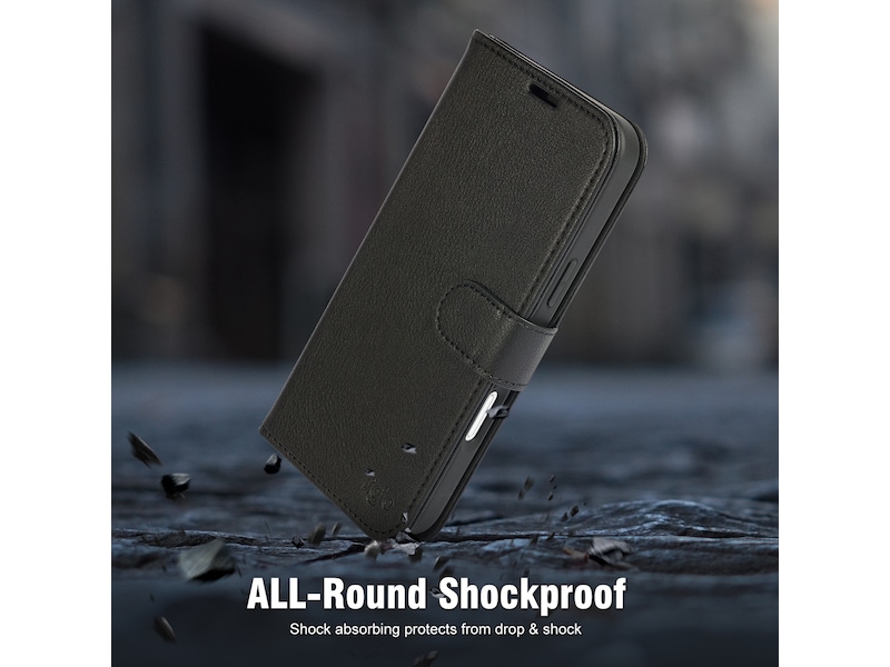 iiglo iPhone 16 Plus 2-i-1 Plånboksfodral (svart) Skydd