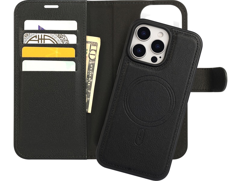 iiglo iPhone 16 Pro Max 2-i-1 Plånboksfodral (svart) Skydd