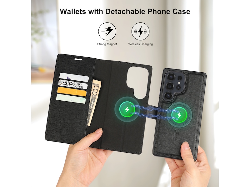 iiglo Galaxy S25 Ultra 2-i-1 Plånboksfodral (svart) Skydd