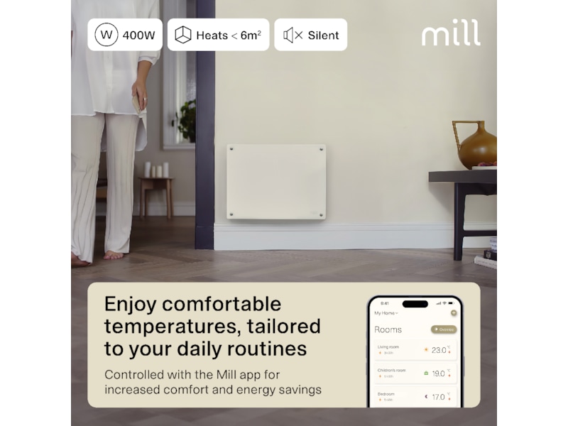 Mill Glass Smart WiFi Gen 4 panelvärmare 400W Panelelement