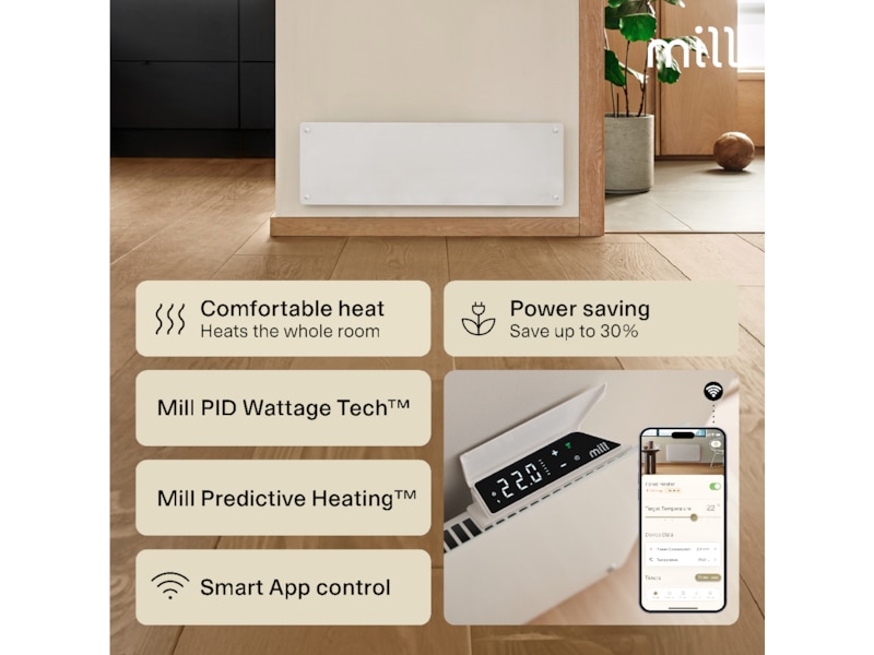 Mill Glass Smart WiFi Gen 4 panellist 500W Panelelement