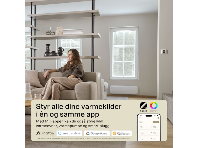 Mill Smart WiFi Golvtermostat (matt vit) Tillbehör till värme